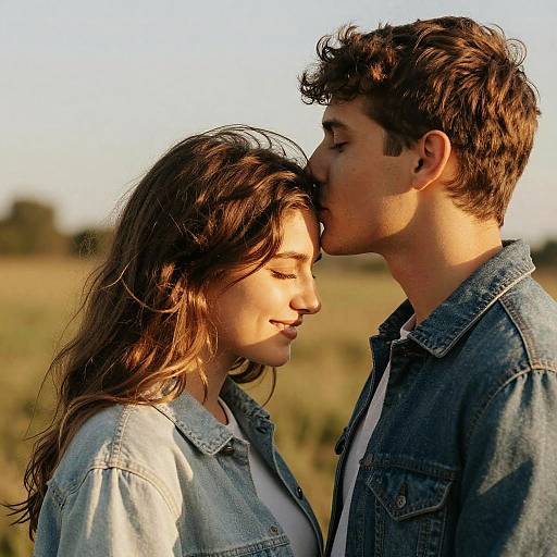 Golden Hour Forehead Kiss Tender Moment