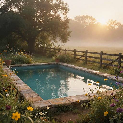 Rustic Pelopincho Pool at Dawn