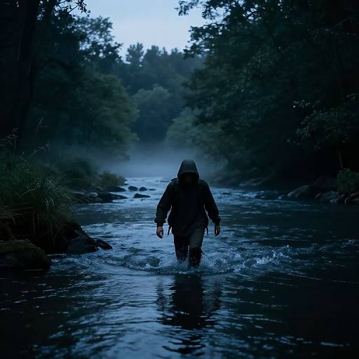 Fugitive Crossing Misty Twilight River