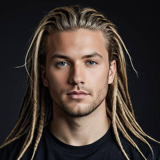 Photorealistic Young Man with Blonde Dreadlocks