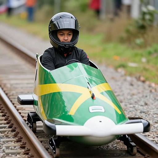 Young Boy on Jamaican Bobsled Tracks