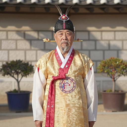 Elderly Man in Traditional Korean Hanbok