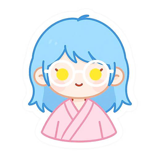 Kawaii Blue-Haired Girl Sticker