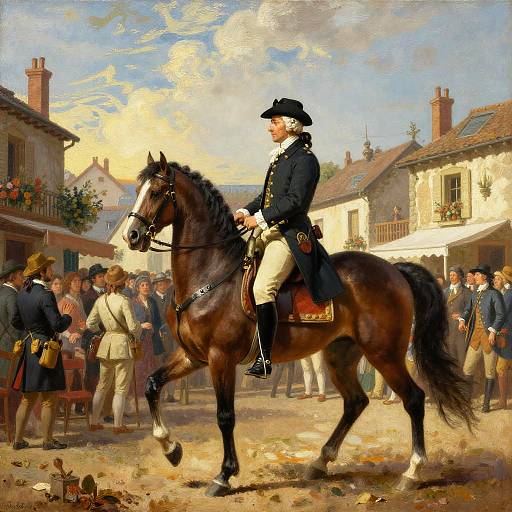 Napoleon on Horse in Village Square