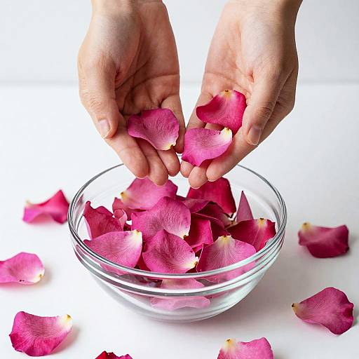 Delicate Rose Petals in Glass Bowl