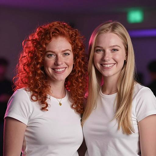 Smiling Women with Vibrant Bokeh Background