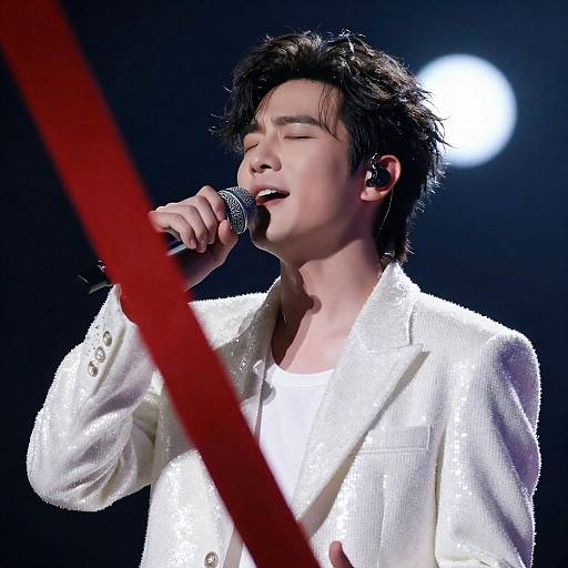 Passionate Singer in White Sequins