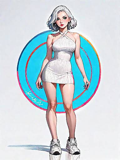 Realistic Full Body Portrait of Sporty Woman