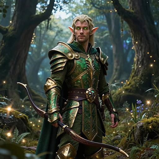 Elf Warrior in Enchanted Forest
