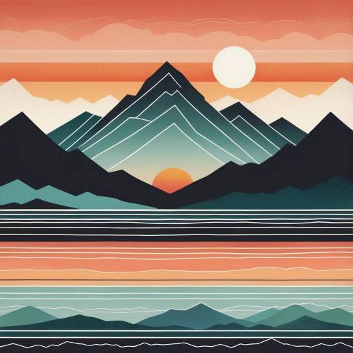 Minimalist Mountain Landscape at Sunset Minimalist Mountain Landscape at Sunset