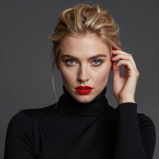 Elegant Woman in Black Turtleneck Portrait