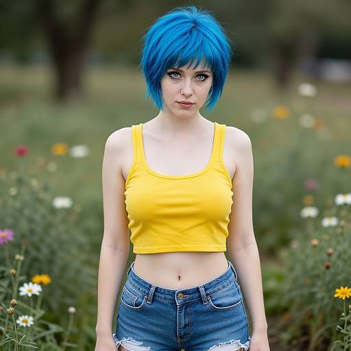 Young Woman in Flowery Garden