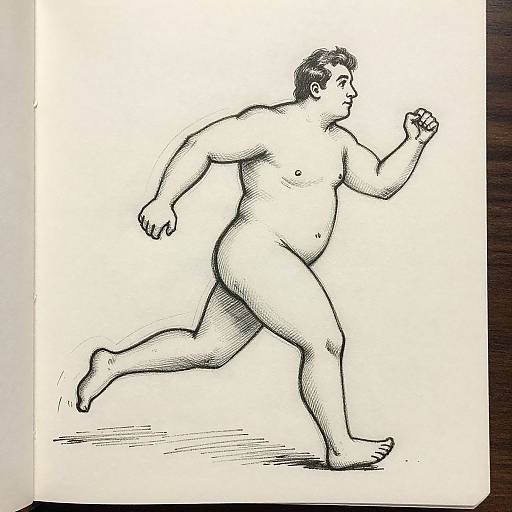 Victorian Chubby Man in Barrel Sketch