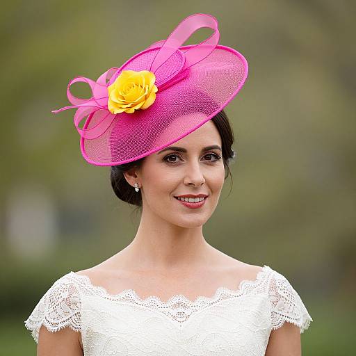 Elegant Woman in Vibrant Tea Party Hat