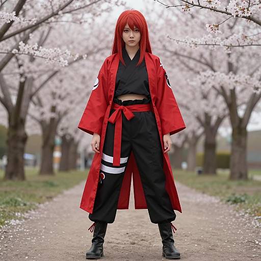 Akatsuki Cosplay in Cherry Blossom Park