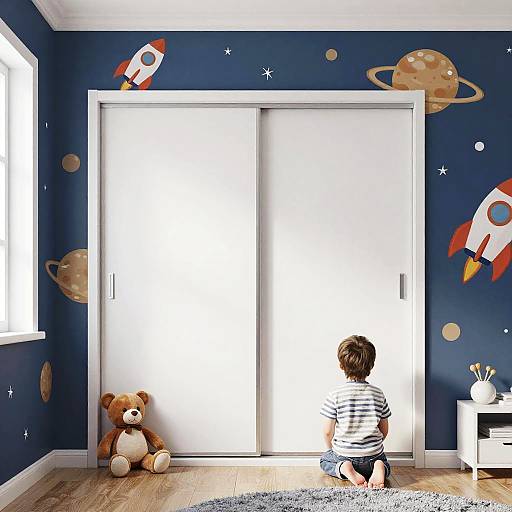 Realistic Toddler Bedroom with Space Theme