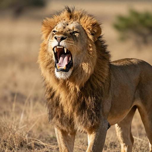 Majestic Roaring Lion in Natural Light