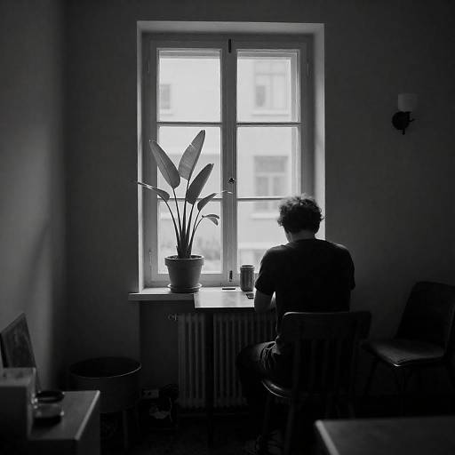 Moody Black and White Room Scene