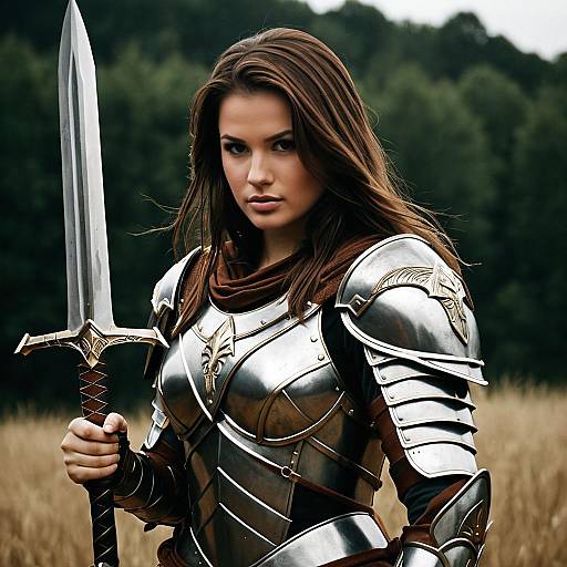 Woman in Spartan Armor Holding Sword