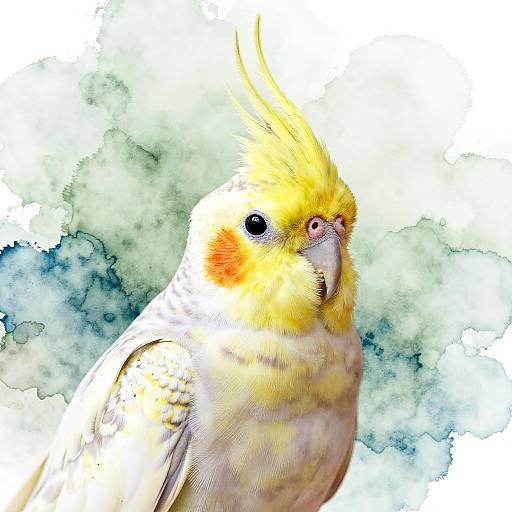 Watercolor Close-Up of Cockatiel