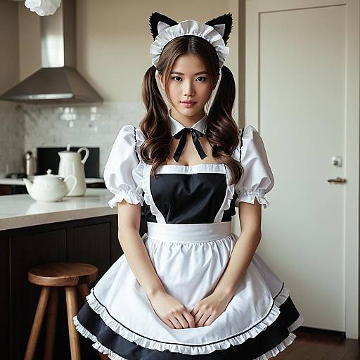 Adorable Kitty Maid in Dress