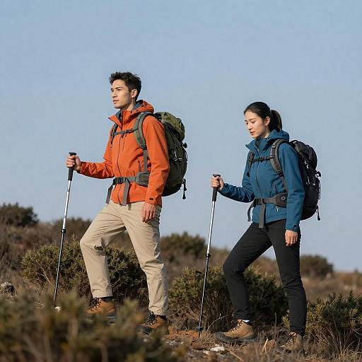 Hikers on a Scenic Hilltop Adventure