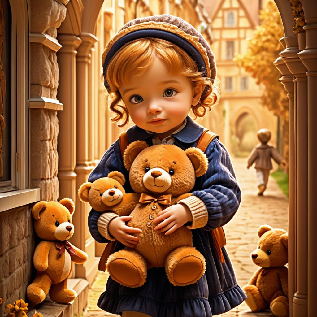 Whimsical Storybook Child with Teddy Bear