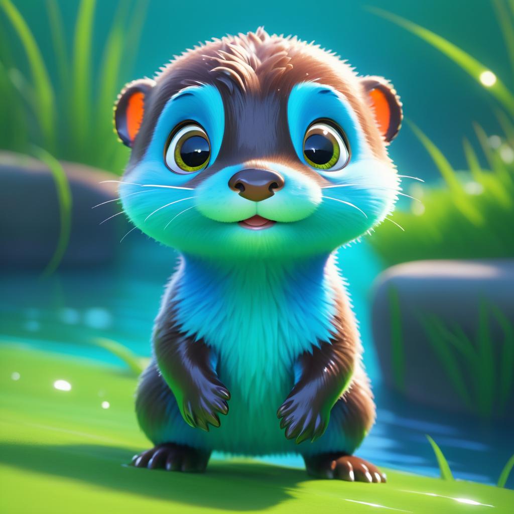 Adorable Pixar-Style Baby Otter Illustration