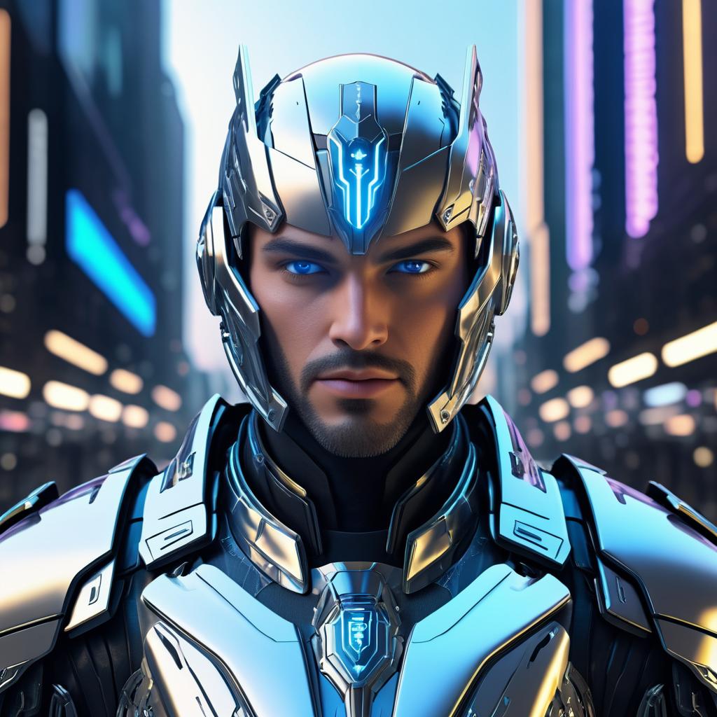 Hyper-Realistic Cybernetic Knight Portrait