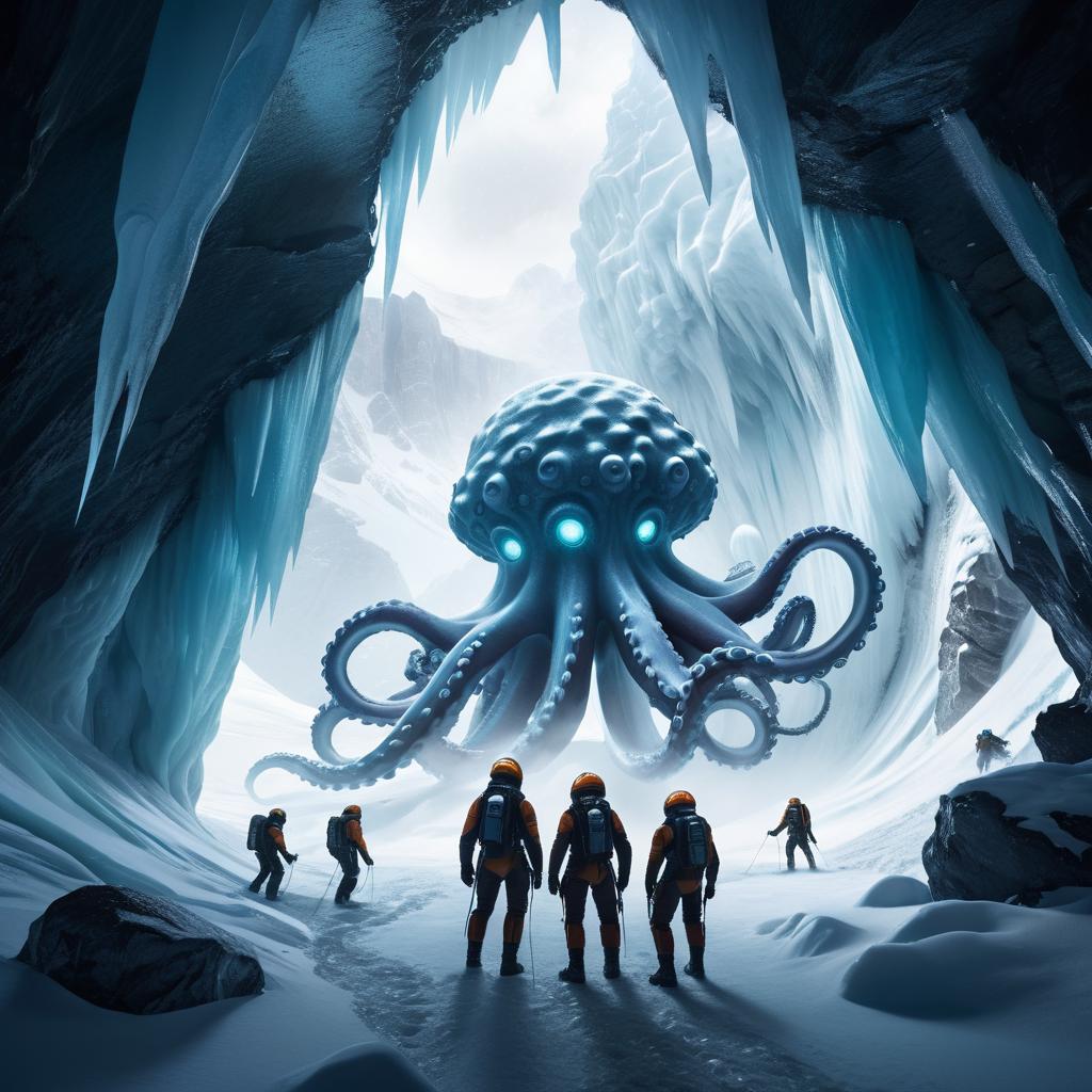 Adventurers Encounter Ice-Trapped Alien