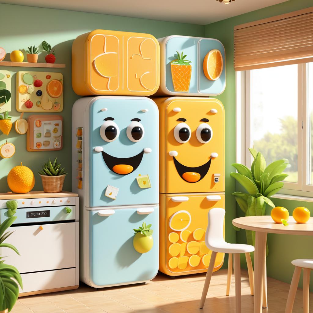 Friendly Anthropomorphic Refrigerator in Nook