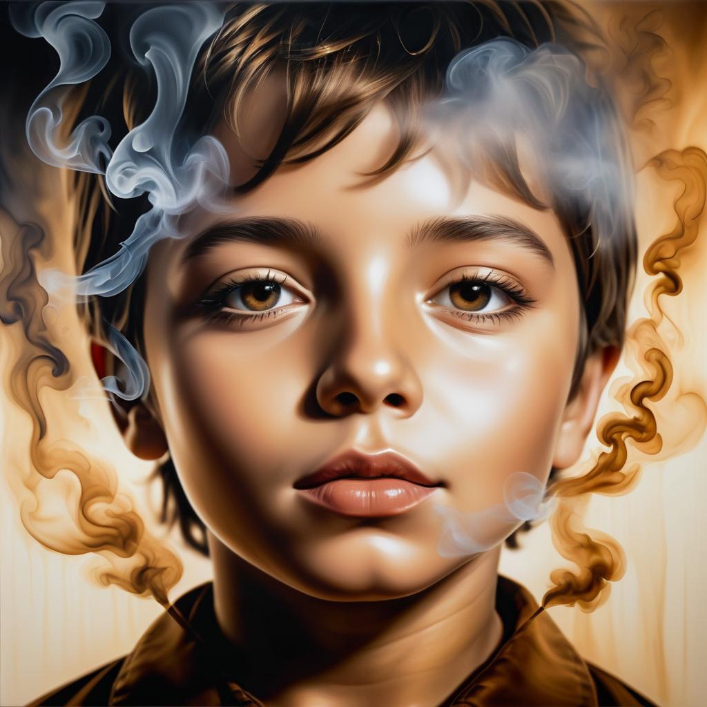 Surreal Smoke Portrait of a Young Boy