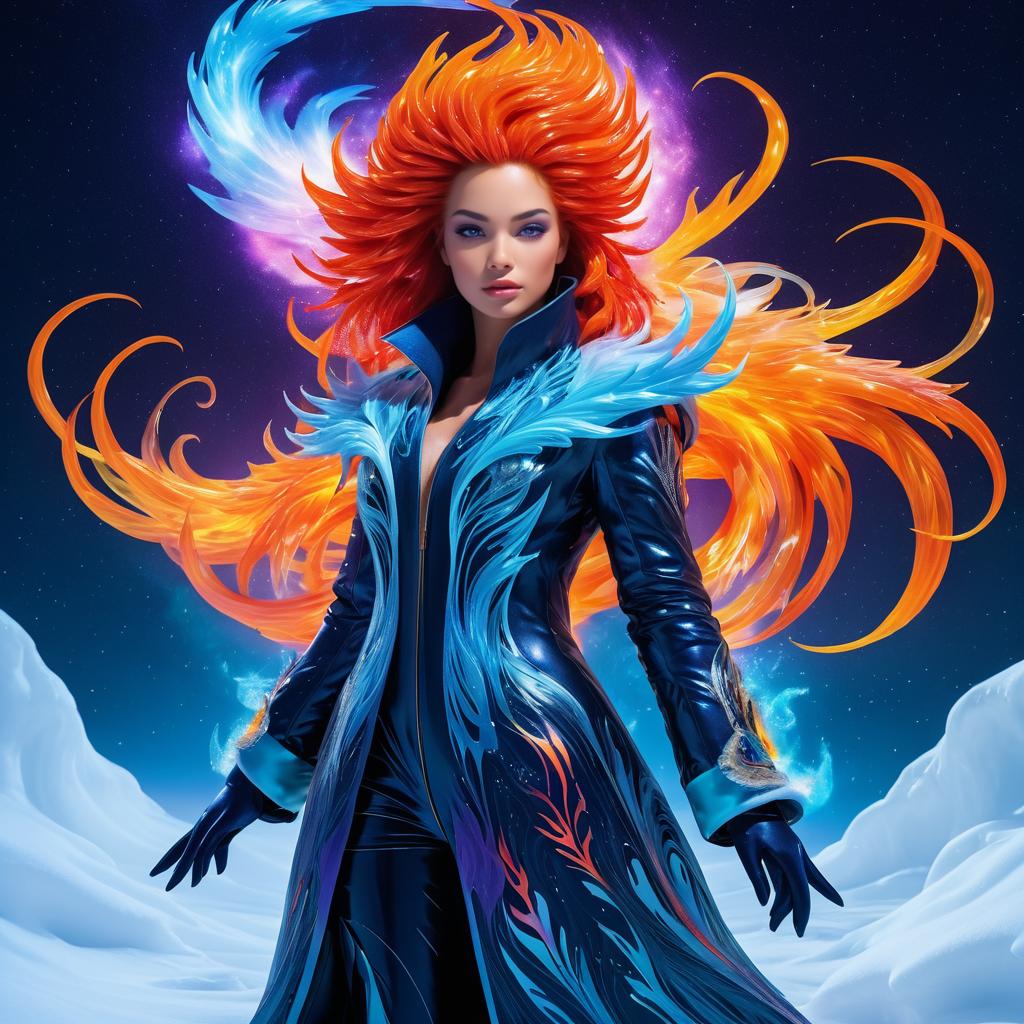 Fiery Phoenix in Cold Cosmic Attire