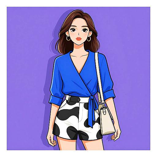 Chic Woman in Royal Blue Blouse