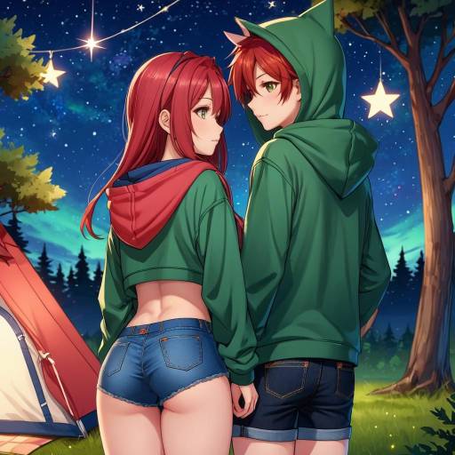 Couple Holding Hands Under Starry Night