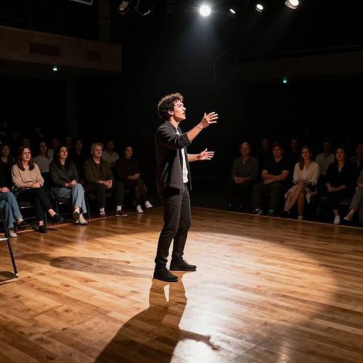 Passionate Speaker Under Stage Lights