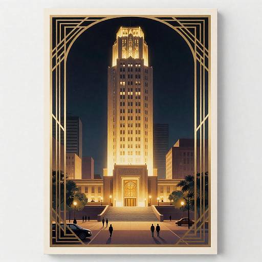 Art Deco Skyscraper Poster Illustration