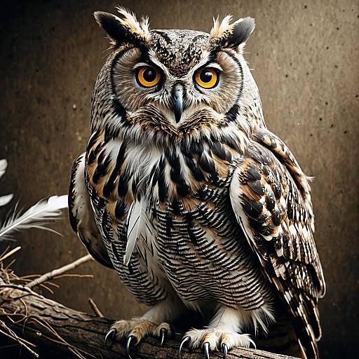 Owl Grasping Feathers with Fluffy Texture