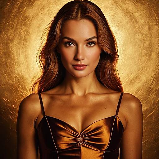 Woman in Chic Burgundy Silk Dress