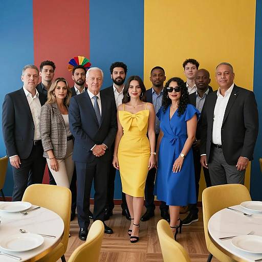 Vibrant Group Portrait in Colorful Setting