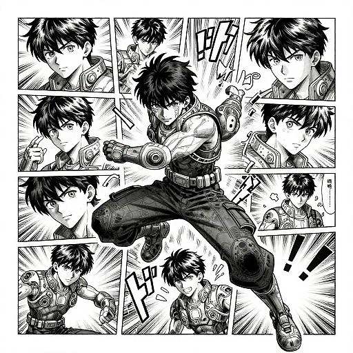 Futuristic Black and White Manga Panels