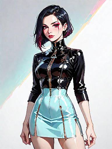 Stylish Woman in Edgy Leather Outfit