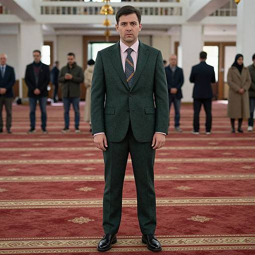 Confident Man in Modern Green Suit