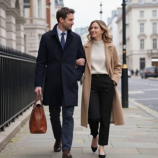 Stylish Couple Strolling Sloane Square