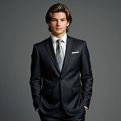 Young Man in Formal Black Suit