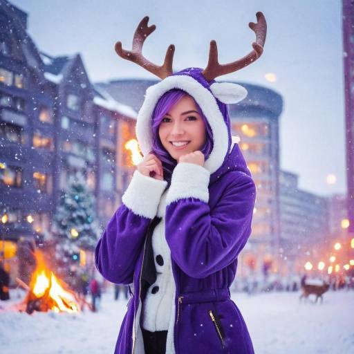 Winter Wonderland with a Snowman and Girl