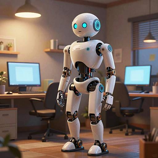 Cozy Electronic Robot Office Scene