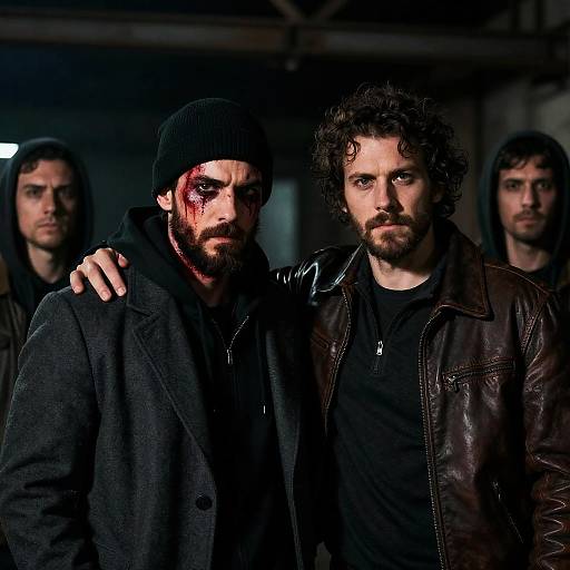 Rugged Men in Dim Industrial Setting