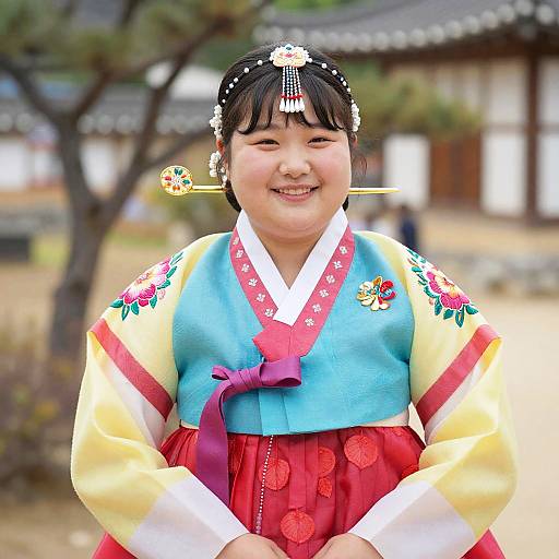 Happy Korean Girl in Hanbok