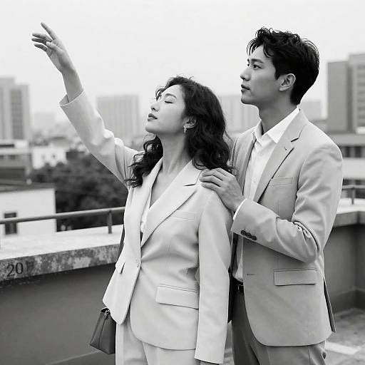 Rooftop Romance in Black and White